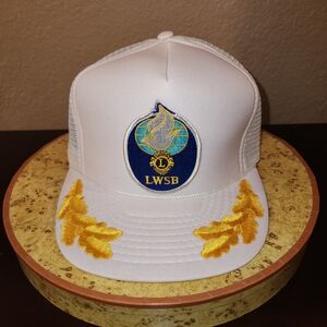 Vintage Lions Club International Hat Logo Crest Snapback Trucker Cap White Rare